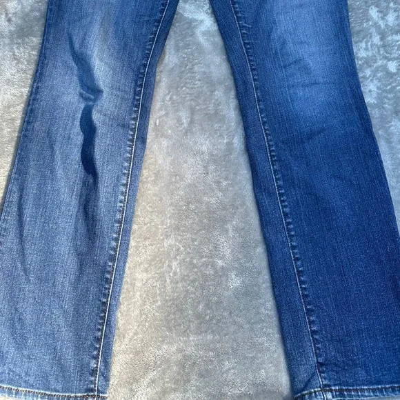 Loft womens curvy straight jeans size 8 stretch med dark wash low rise - Picture 2 of 4